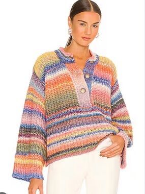 Something Navy Multicolor Striped V-Neck Knit Pullover